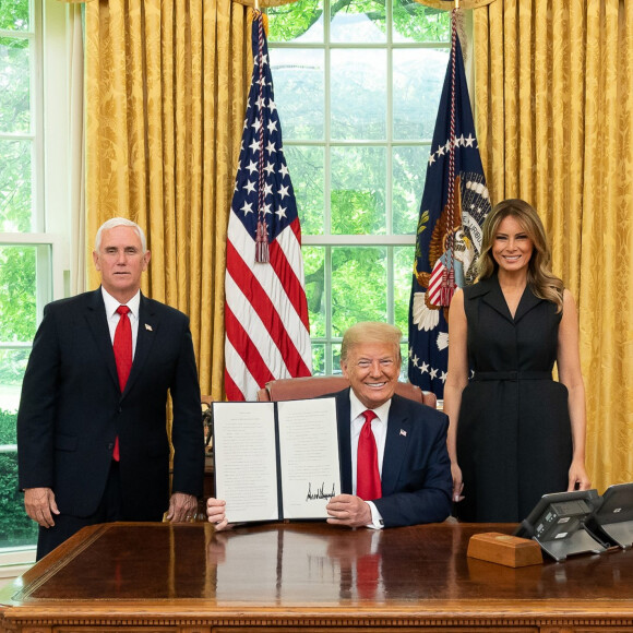 Donald J. Trump, Melania Trump et Mike Pence, le 2 juin 2020 à la Maison Blanche
