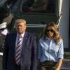 Le président Donald Trump et sa femme Melania reviennent à la Maison Blanche après un week end au Trump National Golf Club le 4 août 2019.