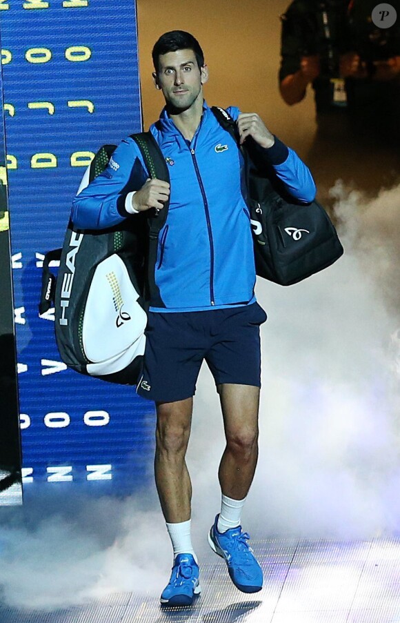 Novak Djokovic - Dominic Thiem bat Novak Djokovic (6-7, 6-3, 7-6) lors des Masters de tennis de Londres, le 12 novembre 2019. Le joueur de tennis autrichien est qualifié pour les demi-finales. © Photo News / Panoramic / Bestimage