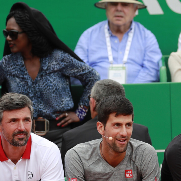 Grigor Dimitrov, Goran Ivanisevic, Novak Djokovic, Tomas Berdych - Match d'exhibition de tennis au profit de l'Association Mondiale des Amis de l'Enfance (A.M.A.D.E) à l'occasion du coup d'envoi de la 111ème édition du Monte Carlo Rolex Masters sur le court central Rainier III à Roquebrune-Cap-Martin, le 15 avril 2017. © Claudia Albuquerque/Bestimage