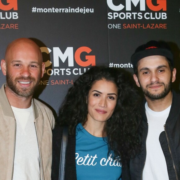 Franck Gastambide, Sabrina Ouazani, Malik Bentalha - Inauguration du CMG Sports Club ONE Saint-Lazare au 11-13 rue Boursault à Paris, le 28 avril 2016. © CVS/Bestimage