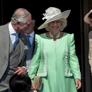 Le prince Charles, prince de Galles, Camilla Parker Bowles, duchesse de Cornouailles, Meghan Markle, duchesse de Sussex lors de la garden party pour les 70 ans du prince Charles au palais de Buckingham à Londres. Le 22 mai 2018