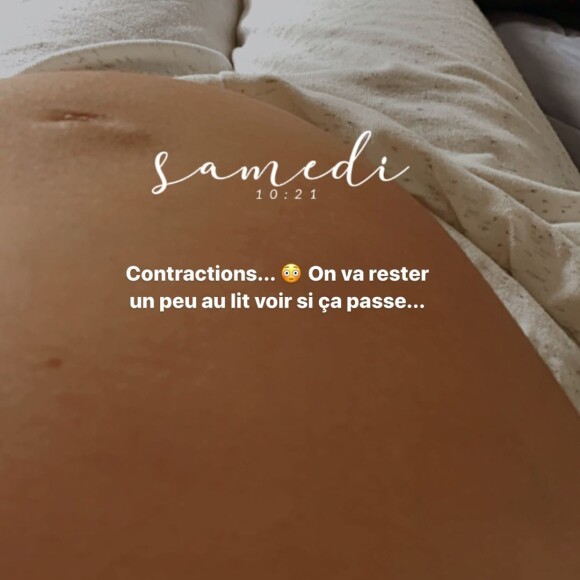 Rachel Legrain-Trapani a partagé cette photo d'elle enceinte, avec des contractions, sur Instagram, le 27 juin 2020
