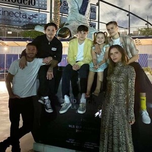 David Beckham, Victoria Beckham et leurs quatre enfants Brooklyn, Romeo, Cruz et Harper. Novembre 2019.