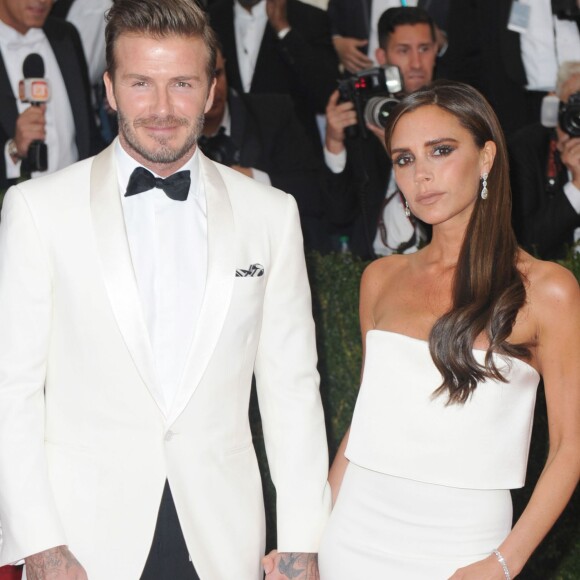 David Beckham et sa femme Victoria Beckham - Soirée du Met Ball / Costume Institute Gala 2014: "Charles James: Beyond Fashion" à New York, le 5 mai 2014.