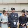 Le prince William, duc de Cambridge, Kate Catherine Middleton, duchesse de Cambridge, le prince William, duc de Sussex, Meghan Markle, duchesse de Sussex - La famille royale d'Angleterre lors de la parade aérienne de la RAF pour le centième anniversaire au palais de Buckingham à Londres. Le 10 juillet 2018