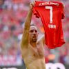 Franck Ribéry célèbre le titre de champion d'Allemagne (victoire face à l'Eintracht Francfort) et son dernier match sous les couleurs du Bayern de Munich - Munich le 18 Mai 2019.