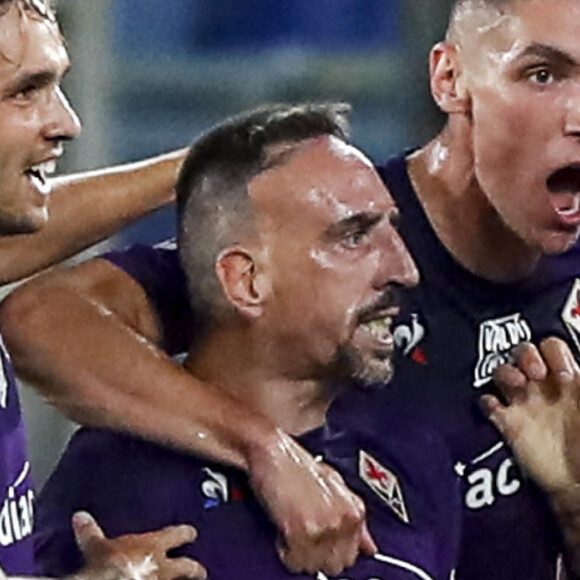 Franck Ribéry a marqué avec la Fiorentina contre la Lazio de Rome le 27 juin 2020.  ANSA/ANGELO CARCONI