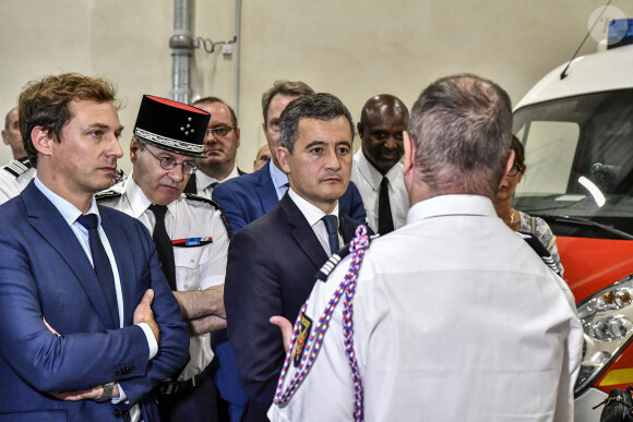 Gérald Darmanin, ministre de l'Intérieur, visite le centre de secours "Le passage d'Agen" dans le Lot et Garonne le 7 juillet 2020. © Thierry Breton / Panoramic / Bestimage