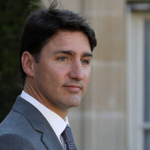 Le premier ministre du Canada, Justin Trudeau à la sortie du sommet Tech for Good: Appel de Christchurch à agir contre le terrorisme et l'extrémisme violent en ligne au palais de l'Elysée à Paris, France, le 15 mai 2019. © Stéphane Lemouton/Bestimage