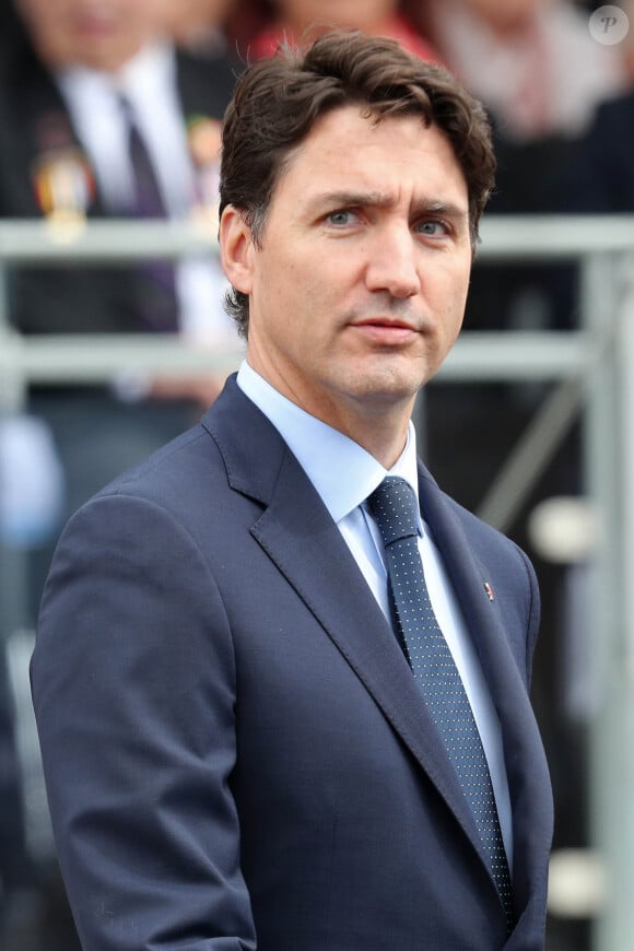Le premier ministre canadien Justin Trudeau - Cérémonie à Portsmouth pour le 75e anniversaire du débarquement en Normandie pendant la Seconde Guerre Mondiale. Le 5 juin 2019.