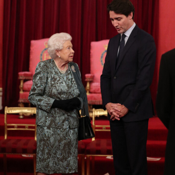 La reine Elizabeth II d'Angleterre et Justin Trudeau, Premier ministre canadien - La reine Elizabeth II d'Angleterre donne une réception à Buckingham Palace à l'occasion du Sommet de l'Otan à Londres, le 3 décembre 2019.