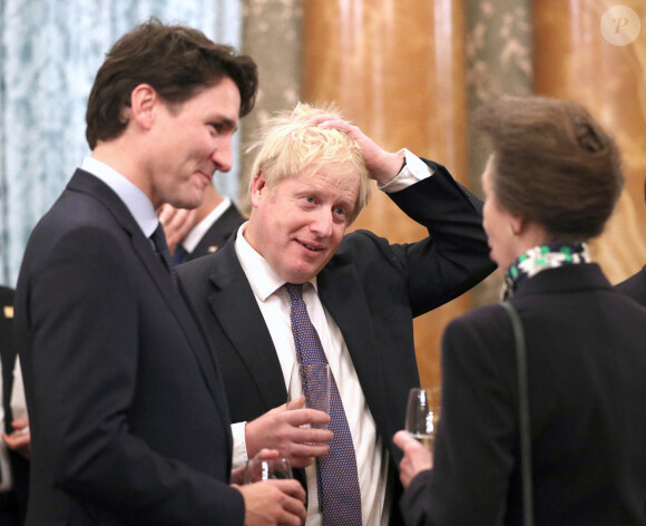 Boris Johnson, Justin Trudeau - Réception au palais de Buckingham en l'honneur des participants à l'anniversaire des 70 ans de l'Otan le 3 décembre 2019.