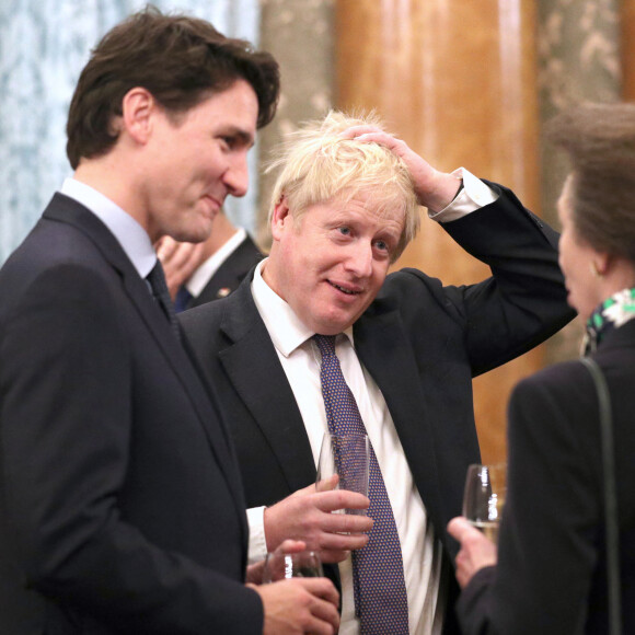 Boris Johnson, Justin Trudeau - Réception au palais de Buckingham en l'honneur des participants à l'anniversaire des 70 ans de l'Otan le 3 décembre 2019.