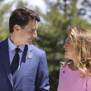 Le Premier ministre du Canada Justin Trudeau et sa femme Sophie Gregoire accueillent le président des Etats-Unis Donald J. Trump dans le cadre du sommet du G7 au manoir Richelieu. Canada, La Malbaie, le 8 juin 2018. © Ludovic Marin/Pool/Bestimage