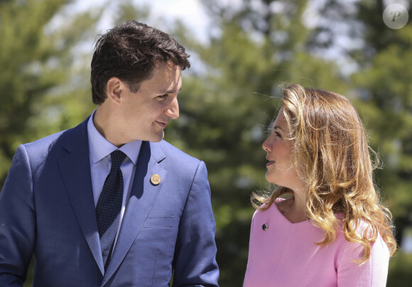 Le Premier ministre du Canada Justin Trudeau et sa femme Sophie Gregoire accueillent le président des Etats-Unis Donald J. Trump dans le cadre du sommet du G7 au manoir Richelieu. Canada, La Malbaie, le 8 juin 2018. © Ludovic Marin/Pool/Bestimage