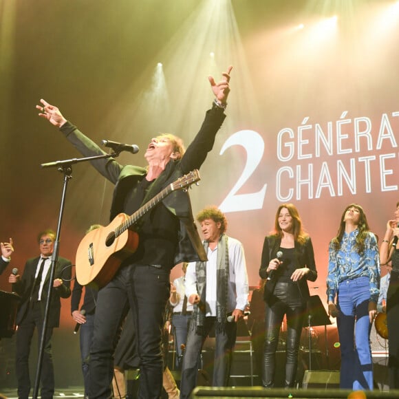Pierre Souchon, Vincent Delerm, Jean-Louis Aubert, Sandrine Kiberlain, Robert Charlebois, Carla Bruni-Sarkozy, Nolwenn Leroy, Vanille Leclerc, Ben Ricour, Chantal Ladesou - 14ème Gala de la Fondation pour la recherche sur Alzheimer à l' Olympia à Paris le 18 mars 2019. © Coadic Guirec/Bestimage