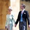 Pippa Middleton (enceinte) et James Middleton - Les invités arrivent à la chapelle St. George pour le mariage du prince Harry et de Meghan Markle au château de Windsor, Royaume Uni, le 19 mai 2018.