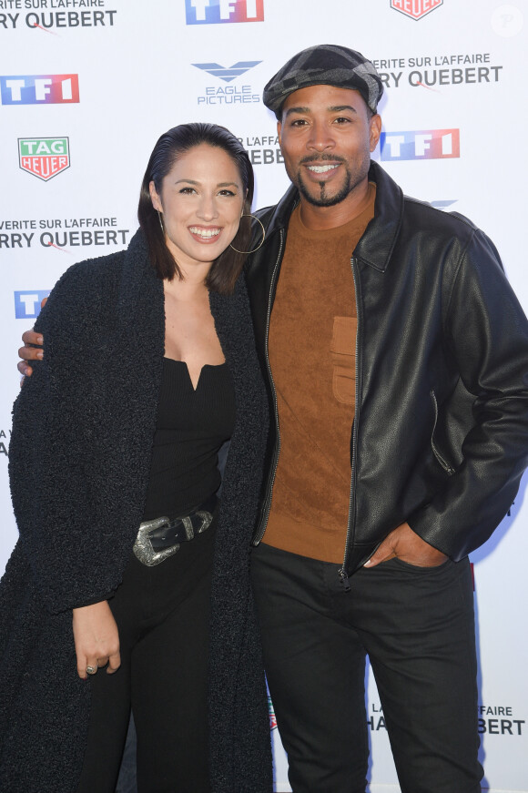 Charlotte Namura et son mari Jean-Luc Guizonne (Star academy) - Avant-première de la série télévisée "La vérité sur l'affaire Harry Quebert" au cinéma Gaumont Marignan à Paris, France, le 12 novembre 2018. © Coadic Guirec/Bestimage
