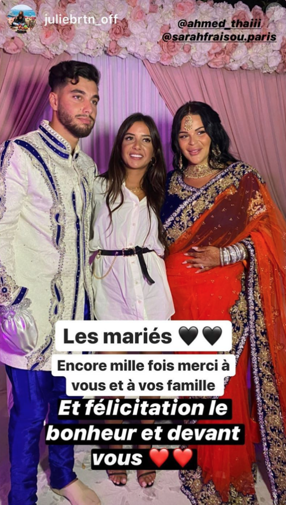 Sarah Fraisou a partagé les stories des invités de son mariage à Ahmed Harroun. Juillet 2020.