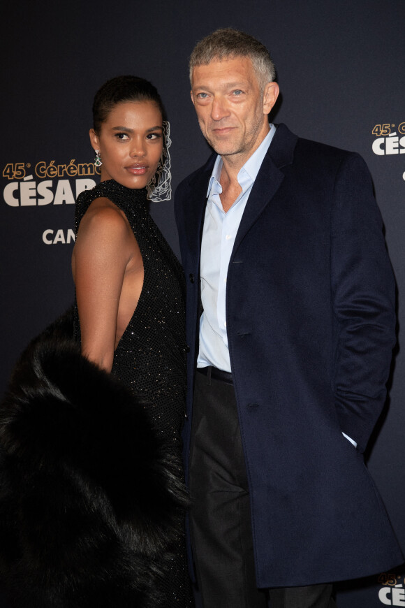 Tina Kunakey et Vincent Cassel aux Césars, le 28 février 2020.