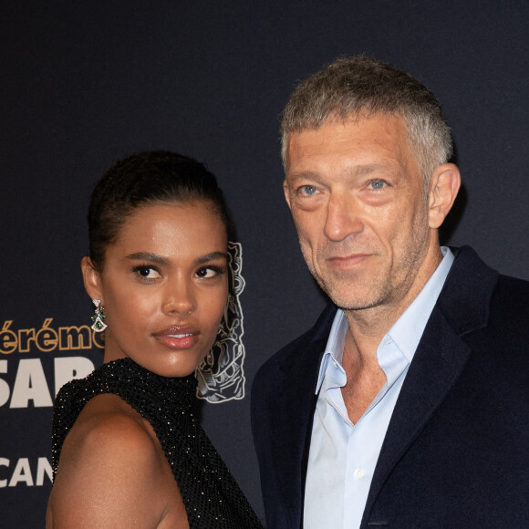Tina Kunakey et Vincent Cassel aux Césars, le 28 février 2020.
