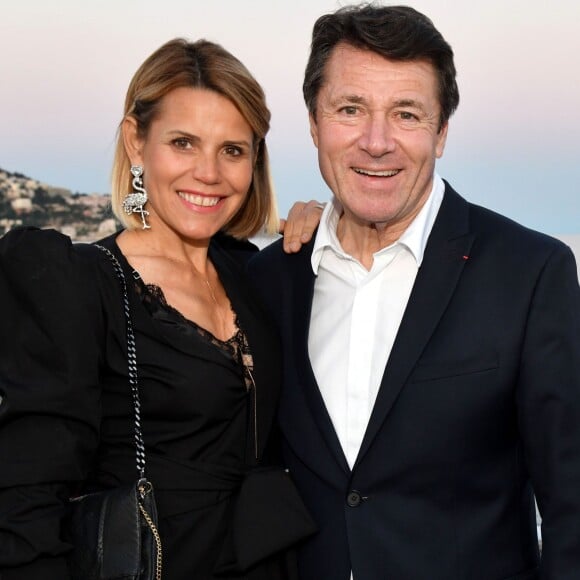 Exclusif - Laura Tenoudji Estrosi et son mari Christian Estrosi, le maire de Nice durant le dîner d'ouverture du 24ème Festival du Livre de Nice à la plage le Galet, le 31 mai 2019. © Bruno Bebert/Bestimage