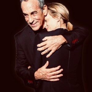 Exclusif - Thierry Ardisson et sa femme Audrey Crespo-Mara - À l'occasion de la diffusion prochainement sur C8 de 4 documentaires "Tout le monde en parle 20 ans Déjà !", Thierry Ardisson a fêté de façon intime avec ses amis l'anniversaire des 20 ans de l'émission culte "Tout le monde en parle" au bar Limon à l'hôtel Marignan à Paris le 9 avril 2019. Le Dj Corti animait l'ambiance musicale aux platines avec des Blind-tests suivi d'un showcase du groupe Gipsy paris: Compas family. © Cyril Moreau/Bestimage