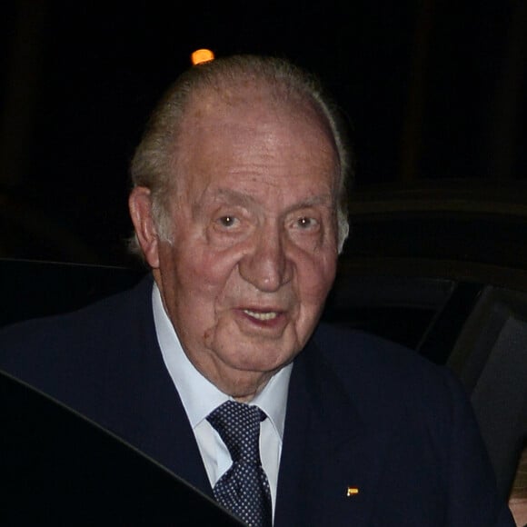 Le roi Juan Carlos d'Espagne à son arrivée aux obsèques de l'homme d'affaires mexicain Placido Arango à Madrid. Le 17 février 2020