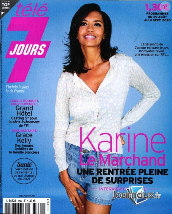 Karine Le Marchand en couverture du magazine "Télé 7 Jours", lundi 24 août 2020.