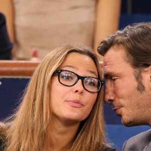 Sandrine Quetier et son nouveau compagnon Sébastien Goales assistent a l'Open Masters 1000 de Tennis Paris Bercy le 1er Novembre 2013.