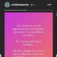 Christian Millette bloqué dans le TGV, il partage sa colère sur Instagram. Les 30 et 31 août 2020.