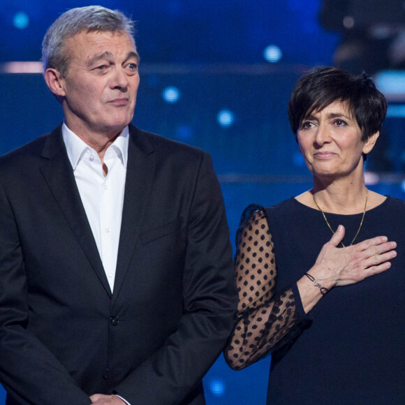 Exclusif - Laurence et Pierre Lemarchal (Parents de Grégory Lemarchal) - Emission hommage à "Grégory Lemarchal, 10 ans après l'histoire continue" au Zénith de Paris et retransmis en direct sur TF1 le 7 janvier 2017. © Cyril Moreau/Bestimage