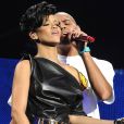 Rihanna et Chris Brown lors du concert "The Z100 Jingle Ball 2008 Stand Up For Cancer Benefit", organisé auMadison Square Garden de New York, le 12 décembre 2008.