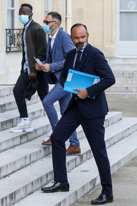 Le premier ministre Edouard Philippe - Le président français reçoit les membres de la Convention des citoyens sur le climat (CCC) pour discuter des propositions environnementales au Palais de l'Elysée à Paris, France, 29 juin 2020. © Stéphane Lemouton / Bestimage