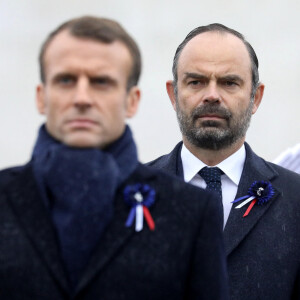 Le président de la République française Emmanuel Macron et le Premier Ministre français Édouard Philippe - Cérémonie internationale du centenaire de l'Armistice du 11 novembre 1918 à l'Arc de Triomphe à Paris, France, le 11 novembre 2018. © Dominique Jacovides/Bestimage