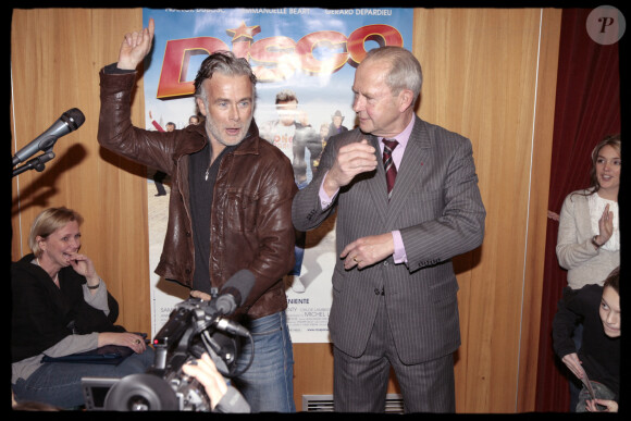Antoine Rufenacht (maire du Havre) et Farnck Dubosc lors de l'avant-première du film "Disco" au Havre le 21 mars 2008.