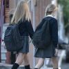 L'infante Sofia d'Espagne et La princesse Leonor arrivent à l'école Santa Maria de Los Rosales à Madrid pour la rentrée des classes. Elles sont masquées pour faire face à l'épidémie de Coronavirus (COVID-19). Le 11 septembre 2020. 