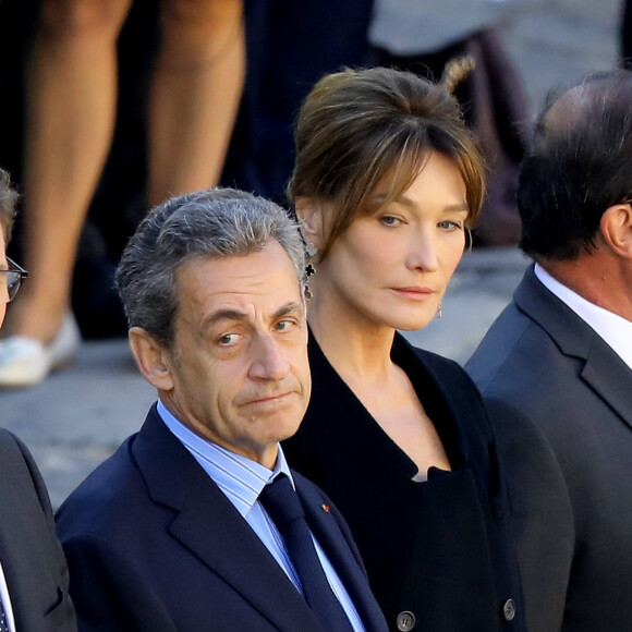 Nicolas Sarkozy, Carla Bruni Sarkozy - Arrivées à l'hommage national à Charles Aznavour à l'Hôtel des Invalides à Paris. © Jacovides-Moreau / Bestimage