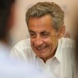 L'ancien président Nicolas Sarkozy dédicace son nouveau livre "Le temps des tempêtes" à l'espace culturel du centre commercial Leclerc Baleone à Ajaccio, en Corse le 24 juillet 2020. © Crystal Pictures /Bestimage