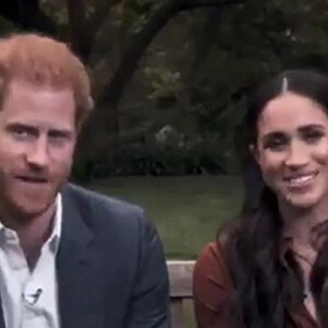 Le prince Harry, duc de Sussex, et Meghan Markle, duchesse de Sussex en pleine interview pour TIME 100 television ABC, le 23 septembre 2020. Le couple a appelé les Américains à voter lors des prochaines élections présidentielles.