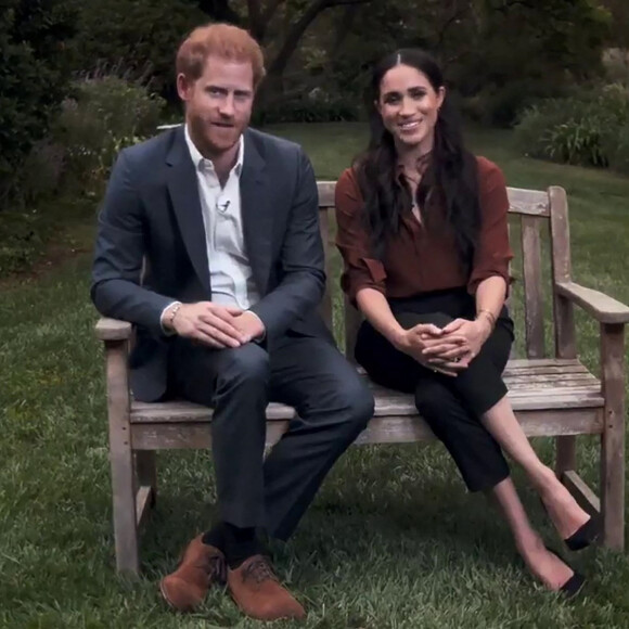 Le prince Harry, duc de Sussex, et Meghan Markle, duchesse de Sussex en pleine interview pour TIME 100 television ABC, le 23 septembre 2020. Le couple a appelé les Américains à voter lors des prochaines élections présidentielles.