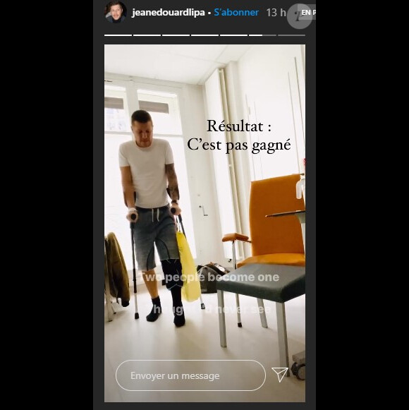 Jean-Edouard Lipa dévoile les coulisses de sa convalescence. Instagram. Le 28 septembre 2020.