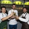 Exclusif - Les chefs Julien Duboué, Nicolas Haelewyn et Taku Sekine lors de la soirée "Kill The Duckface" pour le lancement en avant-première de Panza Paille dans la salle de réception La Cartonnerie à Paris, France © Pierre Perusseau/Bestimage
