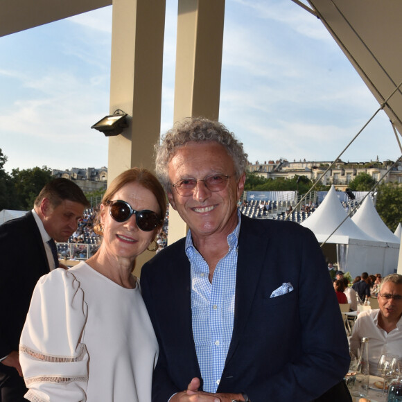 Exclusif - Nelson Monfort et sa femme Dominique - People lors du Longines Paris Eiffel Jumping au Champ de Mars à Paris, le 6 juillet 2018. © Veeren/Borde/Bestimage