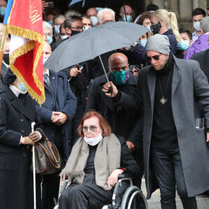 Charlotte Aillaud, la soeur de Juliette Gréco - Sorties des obsèques de Juliette Gréco en l'église Saint-Germain-des-Prés. Le 5 octobre 2020 © Jacovides-Moreau / Bestimage 