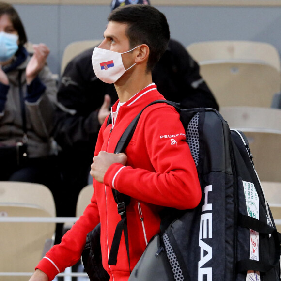 Novak Djokovic lors du tournoi de tennis des Internationaux de Roland Garros à Paris. Le 3 octobre 2020 © Dominique Jacovides / Bestimage