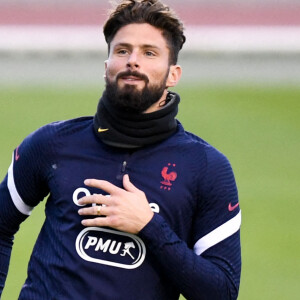 Olivier Giroud - Entrainement des joueurs de football de l'équipe de France à Clairefontaine le 9 octobre 2020. © FEP / Panoramic / Bestimage. 