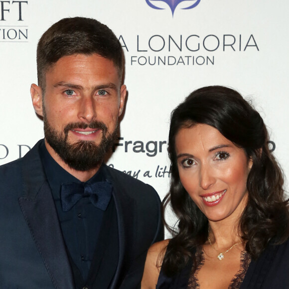 Olivier Giroud et sa femme Jennifer Giroud - Les célébrités posent lors du photocall de la soirée Global Gift à Londres le 2 novembre 2018. 
