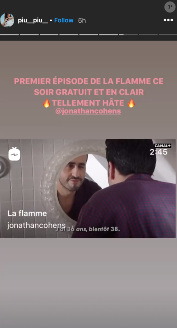 Piu Piu, fière de son compagnon Jonathan Cohen et de sa nouvelle série, 'La Flamme' sur Canal +. 2020.